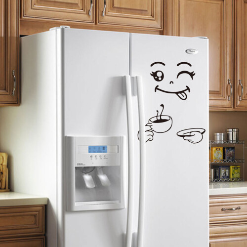 (D) Cute Smile Face Fridge Sticker - Vinyl Wall Decal