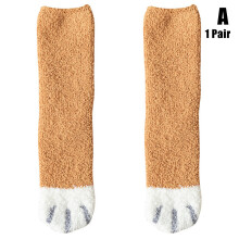 (1 Pair) Cat Claws Plush Fleece Socks, Women\'s Winter Warm