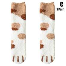 (1 Pair) Cat Claws Plush Fleece Socks, Women\'s Winter Warm