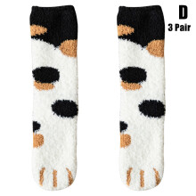 (D) Cat Claws Plush Fleece Socks, Women\'s Winter Warm