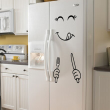 (B) Cute Smile Face Fridge Sticker - Vinyl Wall Decal