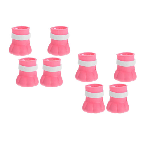 8Pièces Bottines De Bain Rose En Silicone Protègent Pattes De Chat