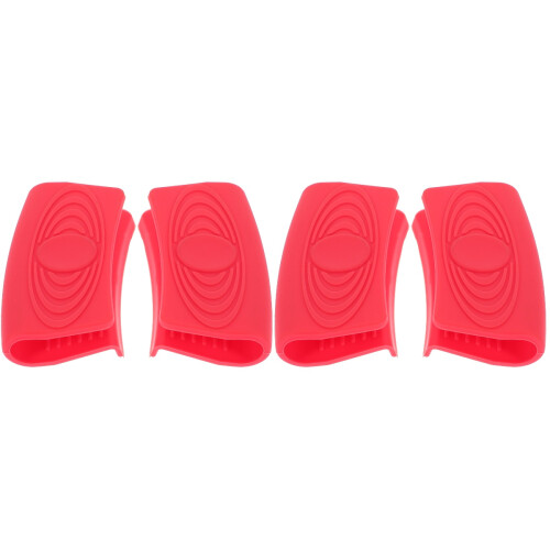 4Pièces Protection Poignées Silicone Rouge Résistance Chaleur Four