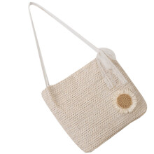 Beige Stro Strandtas Met Duurzaam Woven Design