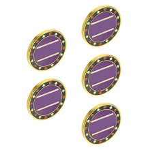 5St Paars Metalen Poker Chips Dubbele Kant Decoratieve Buttons