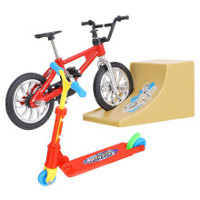 3Sets Mini Finger Speelgoed Set Rood Vingerfiets Scooter Met Ramp