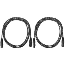2St Professionele Zwarte Xlr Microfoon Kabel 3 Pin Nylon Metaal