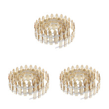 3Pièces Mini Clôture Beige En Bois Pour Décorations Cour Jardin Noël