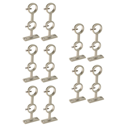 10Pcs Silver Double Curtain Rod Bracket Adjustable Alloy for Curtains