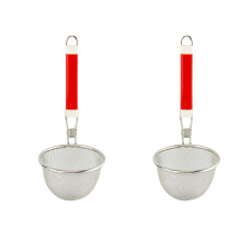 2St Keuken Rvs Wire Mesh Basket Met Lange Handgreep Multi Inzetten