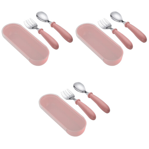 3Sets Roze Rvs Baby Zelfstandig Training 2