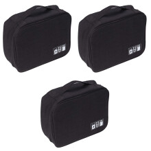 3Pièces Étui Rangement Électronique Noir Antiscratch Pochette Voyage