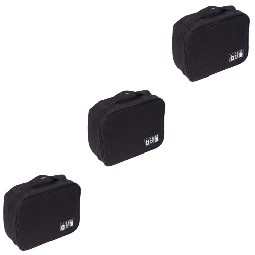 3Pièces Étui Rangement Électronique Noir Antiscratch Pochette Voyage 2