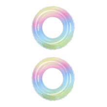 2St Opblaasbare Zwembanden Met Regenbooggradient En Glitters Multi