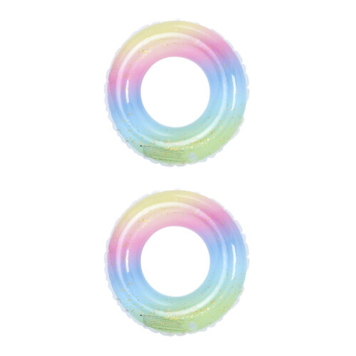 2St Opblaasbare Zwembanden Met Regenbooggradient En Glitters Multi
