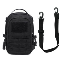 Waist Pouch Organizer Backpack Outdoor Sports Travel Hiking Camping Accessories EDC Tool Bag Black with Shoulder Belt