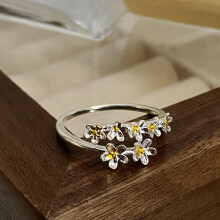 (Seven Flowers) Antique French Iris Flower Silver Ring