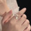(Three Flowers) Antique French Iris Flower Silver Ring 2