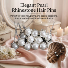 (7 diamonds) Pearl Bridal Hairpin Rhinestone U-Fork