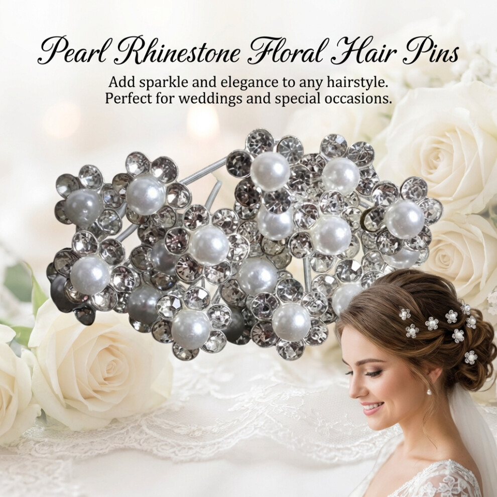 Phui-Pet-Supplies (Large Size 6 1) Pearl Rhinestone Bridal Hairpin