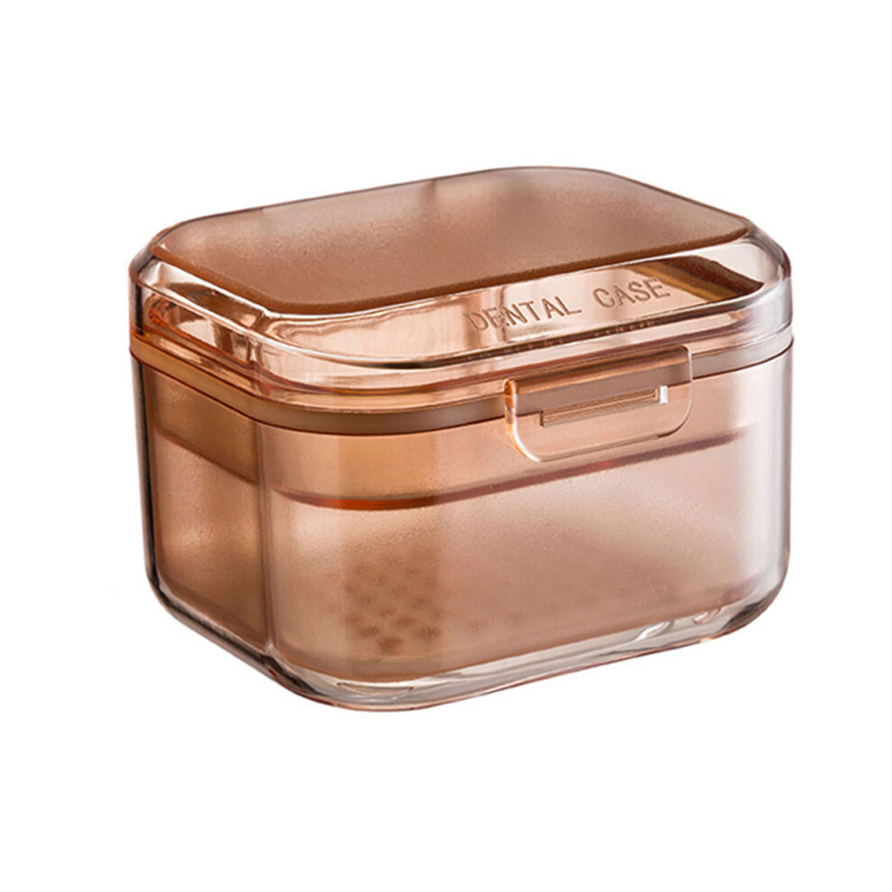 Roc-Electron (Apricot) Travel Denture Case With Strainer, Clear Braces Box