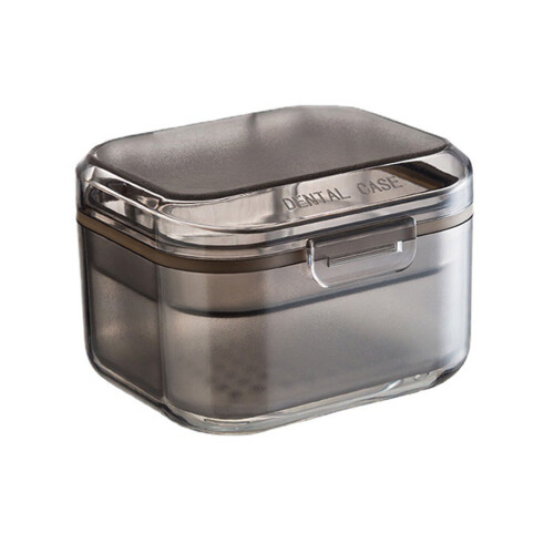(Black) Travel Retainer Case w/ Strainer for Clear Braces