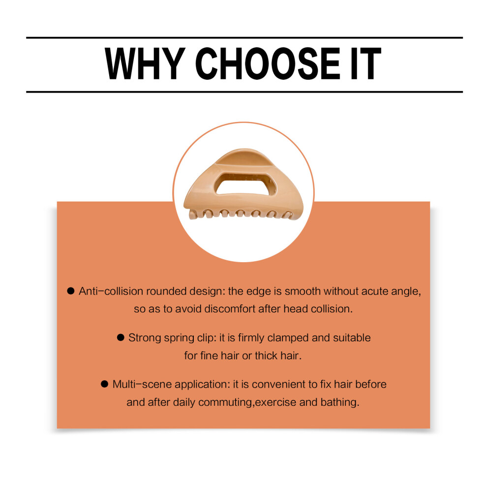 Dachuang Beauty (Naked Feel Brown Triangle) Strong Grip Silicone Shark Hair Clip For Women
