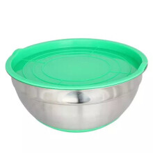 (Green) Anti-Slip Silicone Bowl with Lid for Salad & Lunch