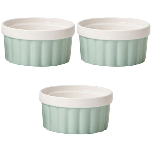 3Pièces Bols Céramiques Vert Clair Pour Cuisson Et Service 2