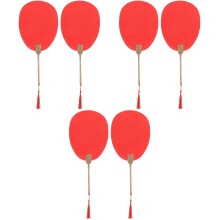 6Pièces Éventails Artisanaux Rouges Vierges Pour Peinture Cadeau