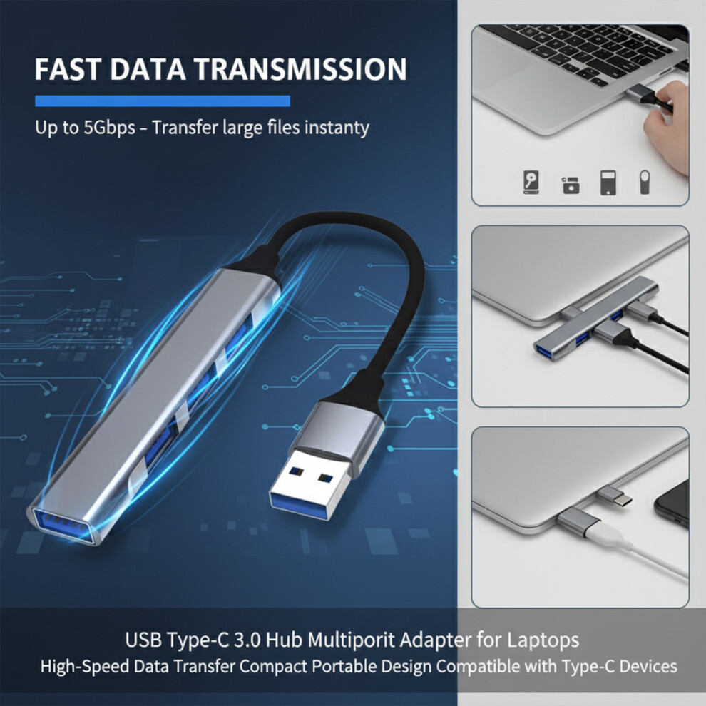 (Usb) 3-Port Usb-C Hub, Fast Data Transfer, Compact 6265976222045