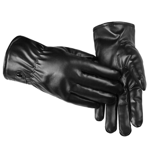 (RIVET) Men\'s Winter Touchscreen PU Leather Gloves Windproof 1
