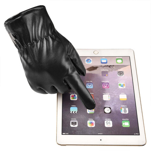 (RIVET) Men\'s Winter Touchscreen PU Leather Gloves Windproof 2