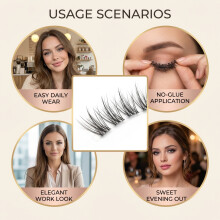 Natural Cat Eyes Lashes - No Glue, Short & Sweet