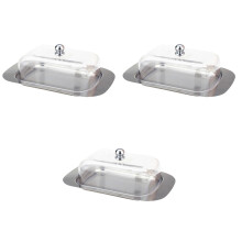 3Pièces Boîte À Beurre En Acier Inoxydable Transparent Couvercle