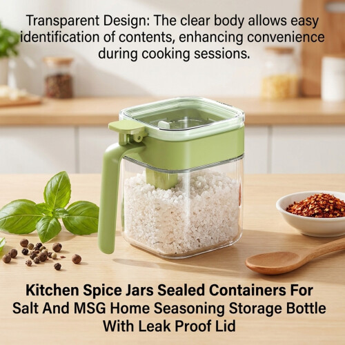 (Warm green) Sealed Spice Jars with Leak-Proof Lid