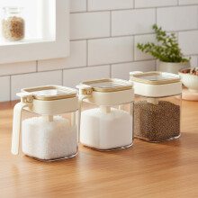 (Off white) Sealed Spice Jars with Leak-Proof Lid