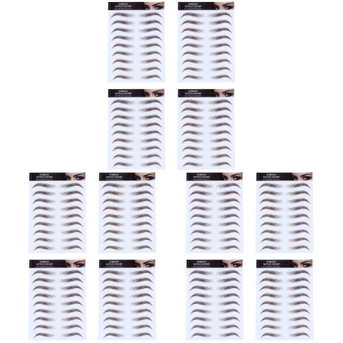 12Pièces Sourcils 6D Imitation Poils Marron Waterproof Pour 1