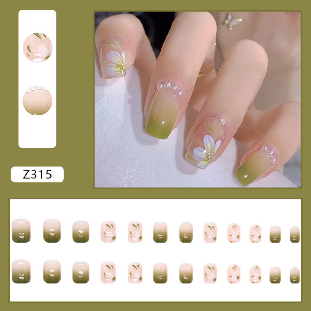 Dachuang Beauty (Jelly Glue Model) Green Gradient False Nails - Smooth Edge, Spring Fresh