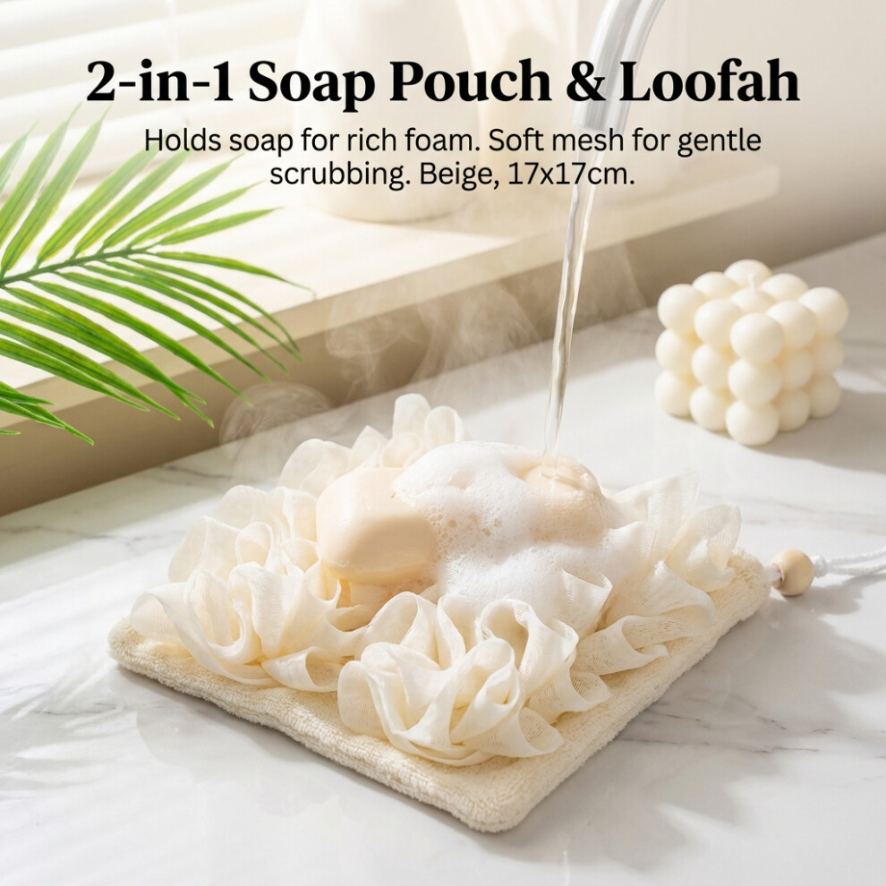 Dachuang Beauty 2-In-1 Soap Pocket Bath Pouf, Soft Mesh Sponge