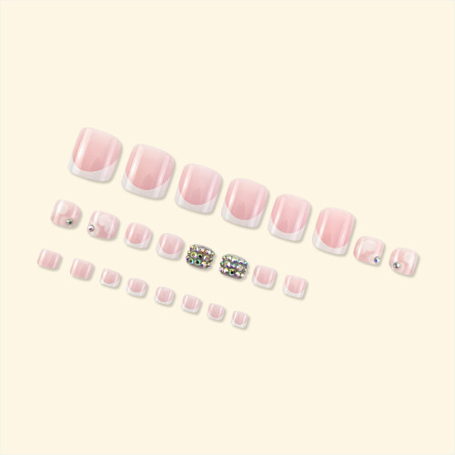 Pink Fake Nails with White Tip, Unbreakable & Stylish 1