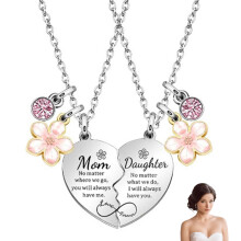 Mother-Daughter Heart Pendant Necklace