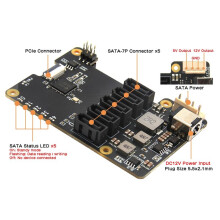 X1009 PCIe to 5 Port  Shield for Raspberry Pi 5 PCIe to 5  3.0 NOT Support Boot From HDD/SSD EU Plug