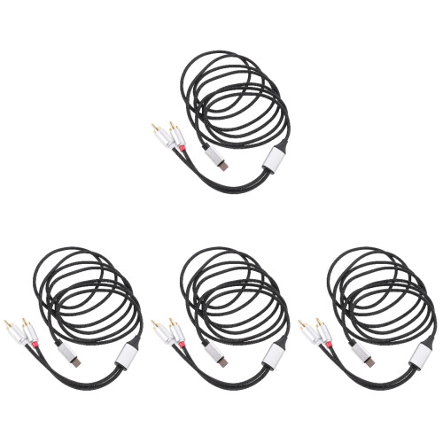 4Pièces Câble Transfert Audio USB C À Rca Noir Avec Blindage Aluminium