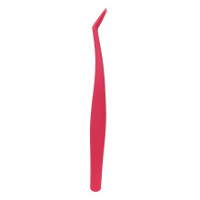 (Fuchsia) Gold Feather Eyelash Tweezers, No-Glue, Stainless Steel