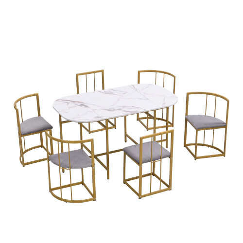 Six-Chair Dining Room Table and Chair Set