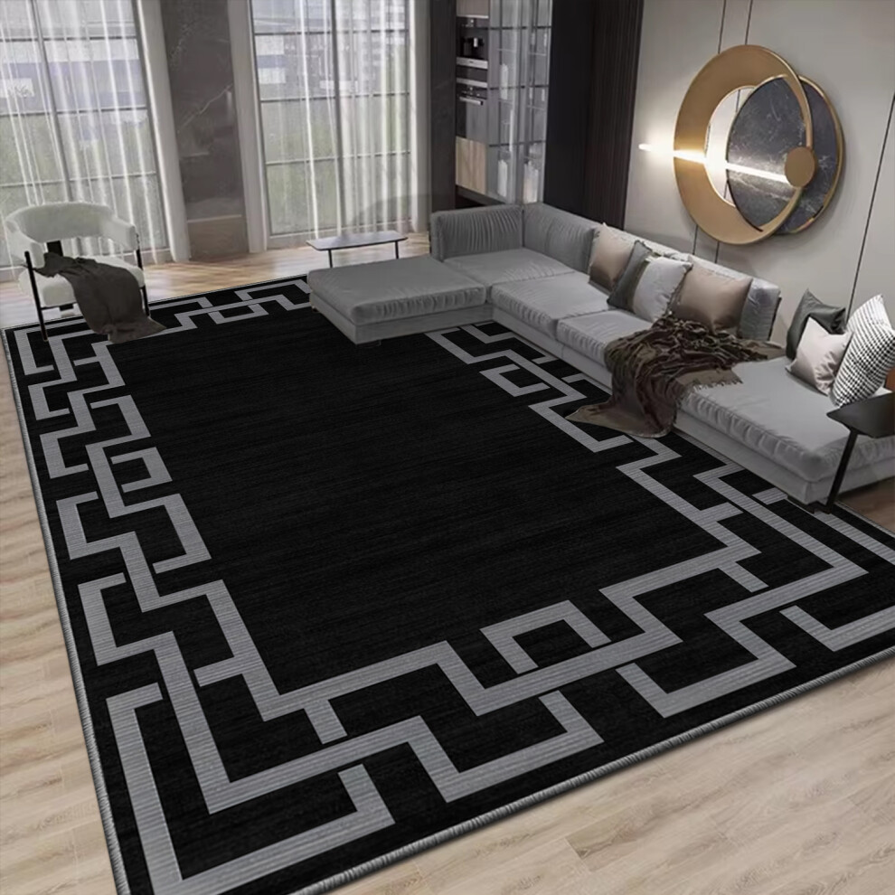 Imperial Rooms (200 X 290 Cm (6 Ft 5 In X 9 Ft 5In)- Extra Large Area Rugs Living Room Bedroom Carpet, Nico ) Extra Large Rugs Living Room Printed Rug Runner Black