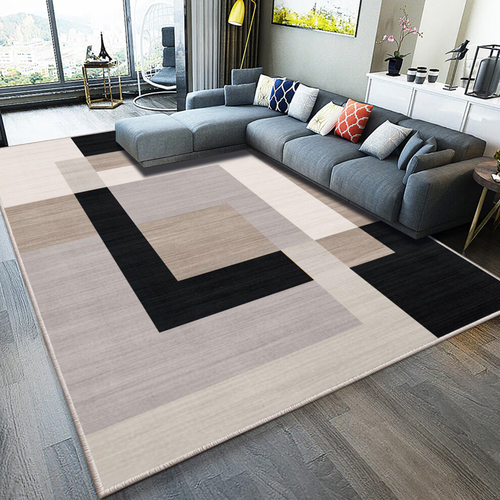 Imperial Rooms (200 X 290 Cm (6 Ft 5 In X 9 Ft 5In)- Extra Large Area Rugs Living Room Bedroom Carpet, Milo Neutral) Extra Large Rugs Living Room Printed Rug Runner Black,Cream,Grey