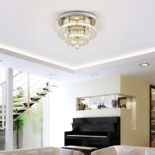 30cm Double-Layer Crystal LED Ceiling Light (30W, 1300lm) - Dimmable with Remote Control 1