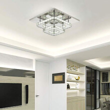 30cm Square Double-Layer Crystal LED Ceiling Light (36W, 1400lm) - Dimmable with Remote Control